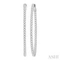 2 Ctw Inside & Outside Round Cut Diamond Hoop Earrings in 14K White Gold