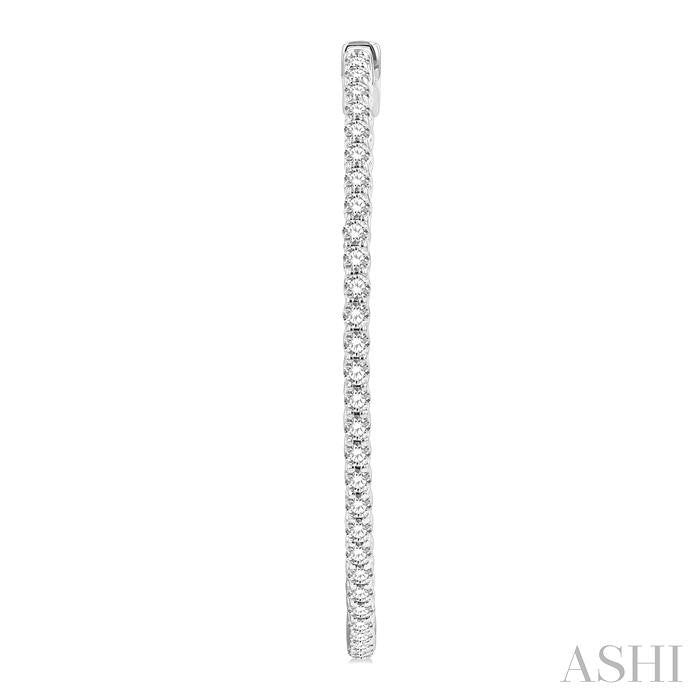 2 Ctw Inside & Outside Round Cut Diamond Hoop Earrings in 14K White Gold