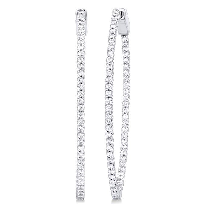 1 Ctw Inside & Outside Round Cut Diamond Hoop Earrings in 14K White Gold