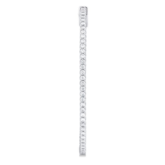 1 Ctw Inside & Outside Round Cut Diamond Hoop Earrings in 14K White Gold