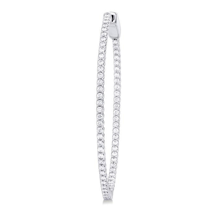 1 Ctw Inside & Outside Round Cut Diamond Hoop Earrings in 14K White Gold