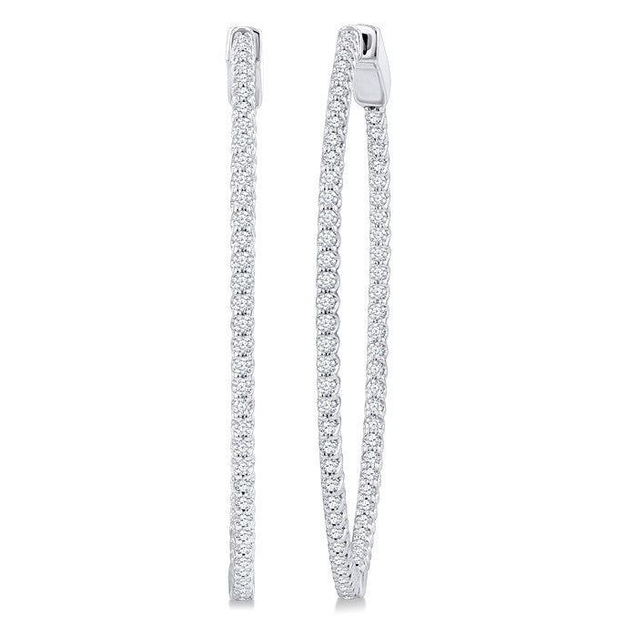 1 Ctw Inside-Out Round Cut Diamond 1/2-Inch Oval Hoop Earrings in 14K White Gold