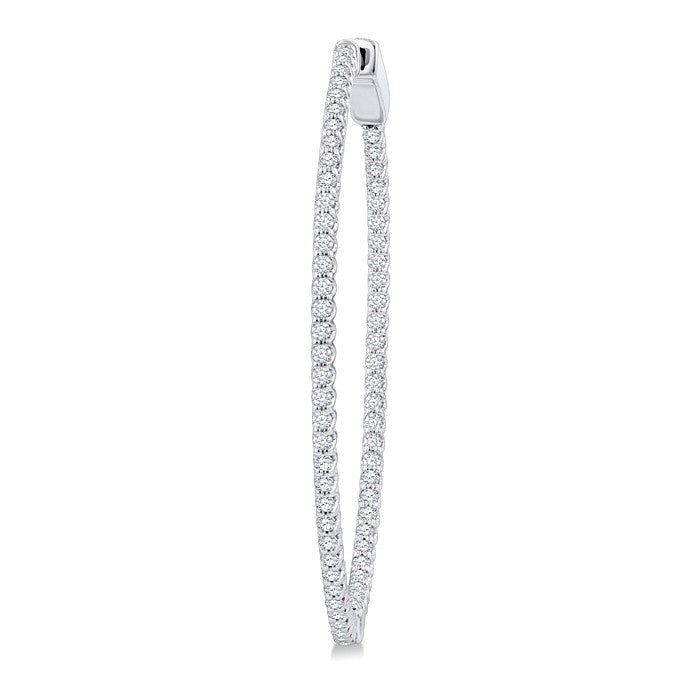 1 Ctw Inside-Out Round Cut Diamond 1/2-Inch Oval Hoop Earrings in 14K White Gold