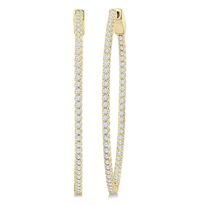 1 Ctw Inside-Out Round Cut Diamond 1/2-Inch Oval Hoop Earrings in 14K Yellow Gold
