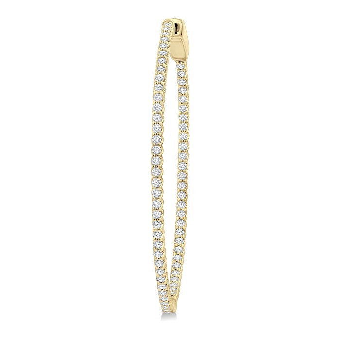 1 Ctw Inside-Out Round Cut Diamond 1/2-Inch Oval Hoop Earrings in 14K Yellow Gold