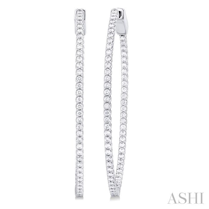 1 Ctw Inside & Outside Round Cut Diamond Hoop Earrings in 14K White Gold