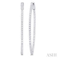 1 Ctw Inside & Outside Round Cut Diamond Hoop Earrings in 14K White Gold
