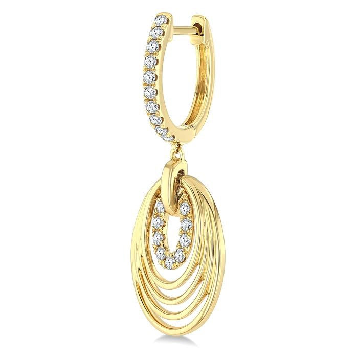 1/3 Ctw Spiral Drop Round Cut Diamond Aeris Gold Fashion earrings in 14K Yellow Gold