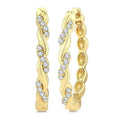 1/8 Ctw Entwined Round Cut Diamond Fashion Hoop Earrings in 10K Yellow Gold