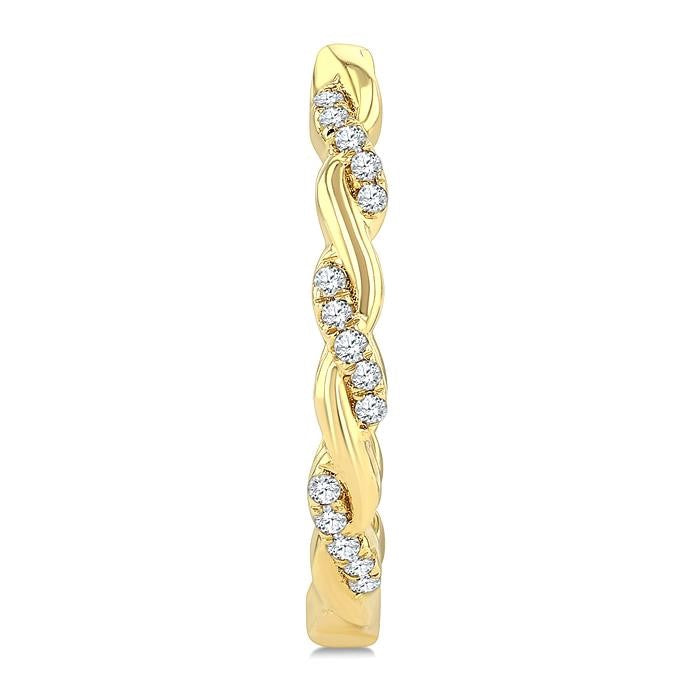 1/8 Ctw Entwined Round Cut Diamond Fashion Hoop Earrings in 10K Yellow Gold
