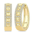 1/4 Ctw Bold Pyramid Accent Round Cut Diamond Fashion Hoop Earrings in 10K Yellow Gold