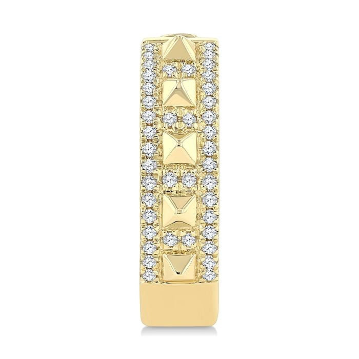 1/4 Ctw Bold Pyramid Accent Round Cut Diamond Fashion Hoop Earrings in 10K Yellow Gold