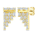 1/2 Ctw Fusion Baguette and Round Cut Diamond Fashion Earrings in 14K Yellow Gold