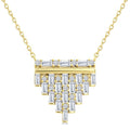 1/2 Ctw Fusion Baguette and Round Cut Diamond Fashion Pendant With Chain in 14K Yellow Gold