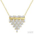 1/2 Ctw Fusion Baguette and Round Cut Diamond Fashion Pendant With Chain in 14K Yellow Gold