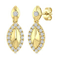 1/4 Ctw Round Cut Golden Glow Diamond Marquise Shape Fashion Earrings in 10K Yellow Gold
