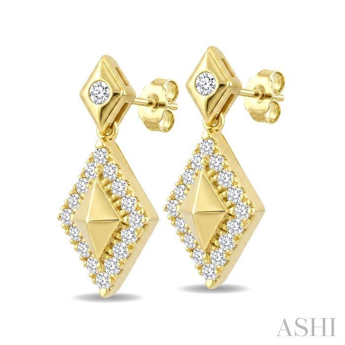 1/4 Ctw Round Cut Golden Glow Diamond Kite Shape Fashion Earrings in 10K Yellow Gold