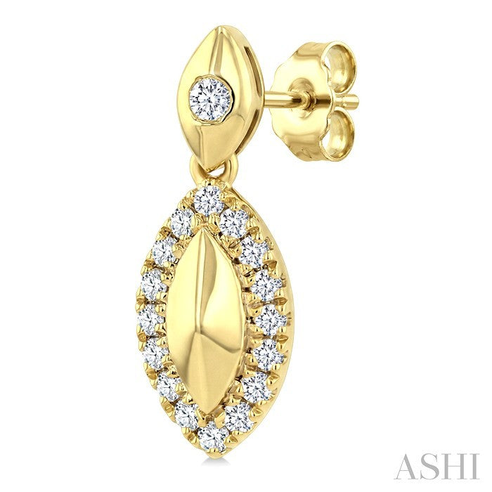 1/4 Ctw Round Cut Golden Glow Diamond Marquise Shape Fashion Earrings in 10K Yellow Gold