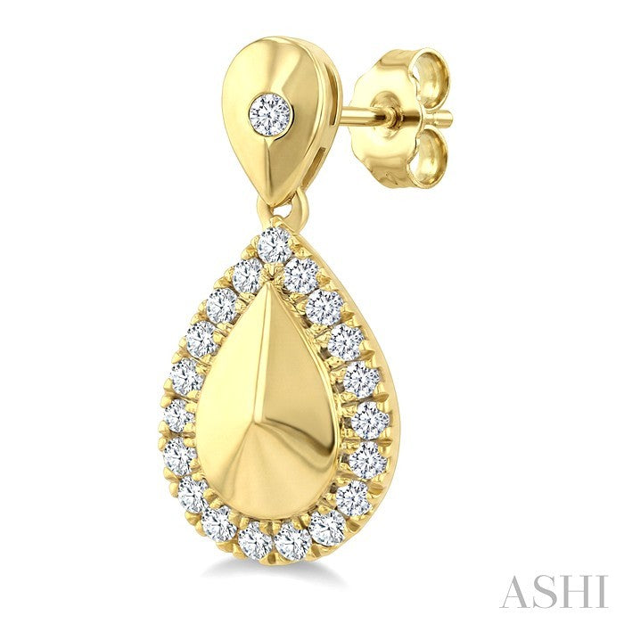 1/4 Ctw Round Cut Golden Glow Diamond Pear Shape Fashion Earrings in 10K Yellow Gold