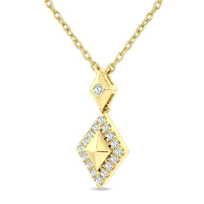 1/6 Ctw Round Cut Golden Glow Diamond Kite Shape Pendant With Chain in 10K Yellow Gold