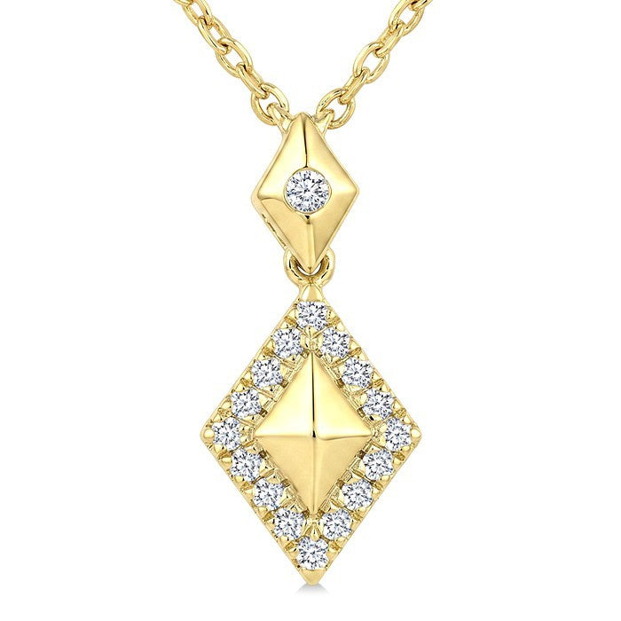1/6 Ctw Round Cut Golden Glow Diamond Kite Shape Pendant With Chain in 10K Yellow Gold