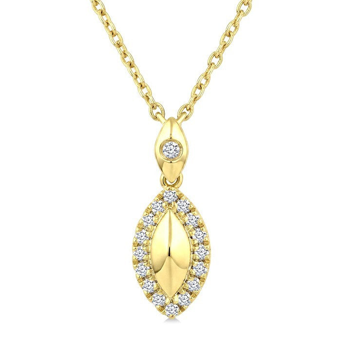 1/6 Ctw Round Cut Golden Glow Diamond Marquise Shape Fashion Pendant With Chain in 10K Yellow Gold