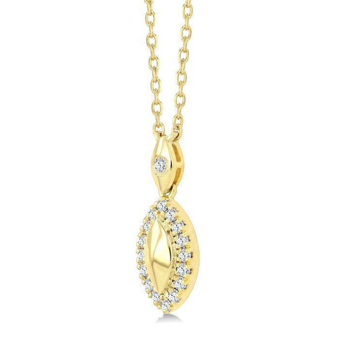 1/6 Ctw Round Cut Golden Glow Diamond Marquise Shape Fashion Pendant With Chain in 10K Yellow Gold