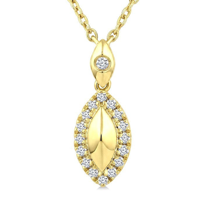 1/6 Ctw Round Cut Golden Glow Diamond Marquise Shape Fashion Pendant With Chain in 10K Yellow Gold