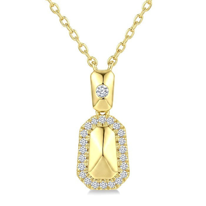 1/6 Ctw Round Cut Golden Glow Diamond Emerald Shape Fashion Pendant With Chain in 10K Yellow Gold
