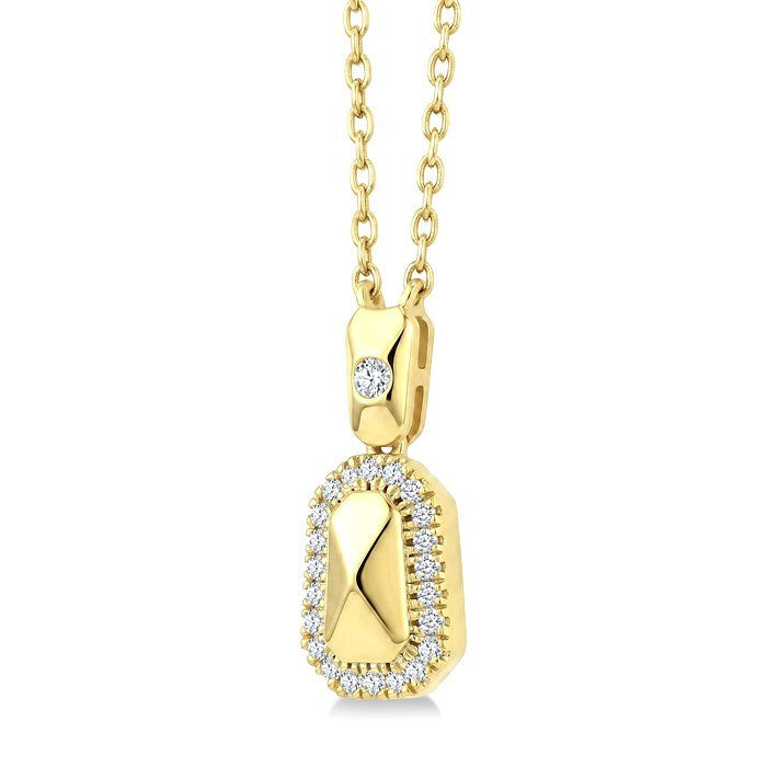 1/6 Ctw Round Cut Golden Glow Diamond Emerald Shape Fashion Pendant With Chain in 10K Yellow Gold