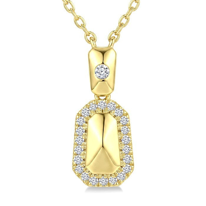 1/6 Ctw Round Cut Golden Glow Diamond Emerald Shape Fashion Pendant With Chain in 10K Yellow Gold