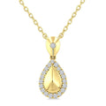 1/10 Ctw Round Cut Golden Glow Diamond Pear Shape Fashion Pendant With Chain in 10K Yellow Gold