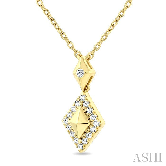 1/6 Ctw Round Cut Golden Glow Diamond Kite Shape Pendant With Chain in 10K Yellow Gold