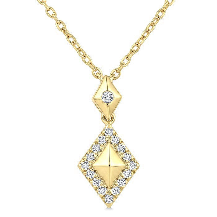 1/6 Ctw Round Cut Golden Glow Diamond Kite Shape Pendant With Chain in 10K Yellow Gold