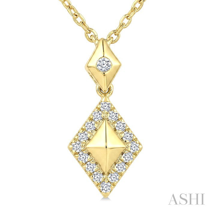 1/6 Ctw Round Cut Golden Glow Diamond Kite Shape Pendant With Chain in 10K Yellow Gold