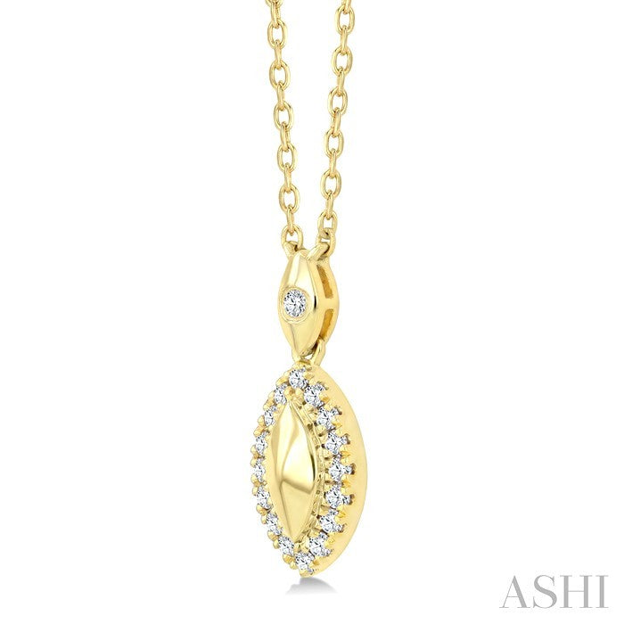 1/6 Ctw Round Cut Golden Glow Diamond Marquise Shape Fashion Pendant With Chain in 10K Yellow Gold