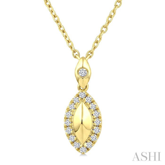 1/6 Ctw Round Cut Golden Glow Diamond Marquise Shape Fashion Pendant With Chain in 10K Yellow Gold