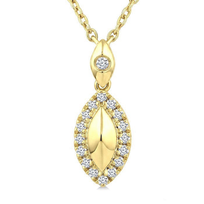 1/6 Ctw Round Cut Golden Glow Diamond Marquise Shape Fashion Pendant With Chain in 10K Yellow Gold