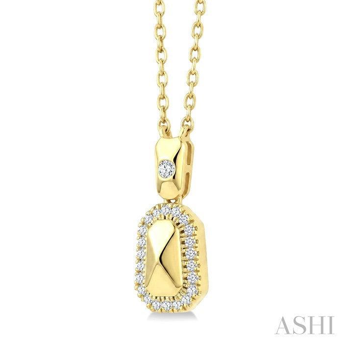 1/6 Ctw Round Cut Golden Glow Diamond Emerald Shape Fashion Pendant With Chain in 10K Yellow Gold