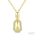 1/6 Ctw Round Cut Golden Glow Diamond Emerald Shape Fashion Pendant With Chain in 10K Yellow Gold