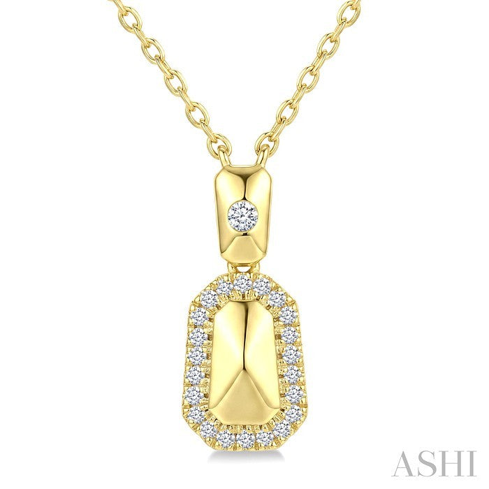 1/6 Ctw Round Cut Golden Glow Diamond Emerald Shape Fashion Pendant With Chain in 10K Yellow Gold
