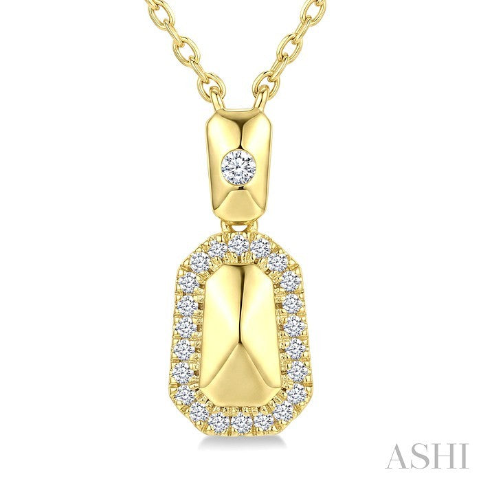 1/6 Ctw Round Cut Golden Glow Diamond Emerald Shape Fashion Pendant With Chain in 10K Yellow Gold