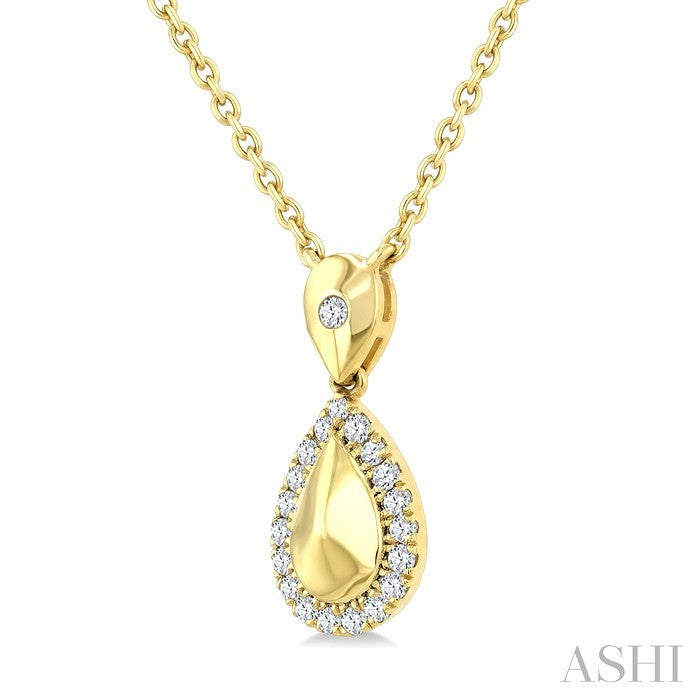 1/10 Ctw Round Cut Golden Glow Diamond Pear Shape Fashion Pendant With Chain in 10K Yellow Gold