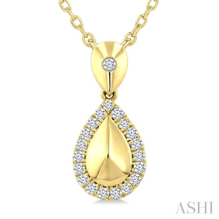 1/10 Ctw Round Cut Golden Glow Diamond Pear Shape Fashion Pendant With Chain in 10K Yellow Gold