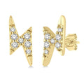 1/10 Ctw Lightning Bolt Round Cut Diamond Petite Earrings in 14K Yellow Gold