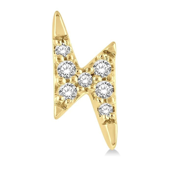 1/10 Ctw Lightning Bolt Round Cut Diamond Petite Earrings in 14K Yellow Gold