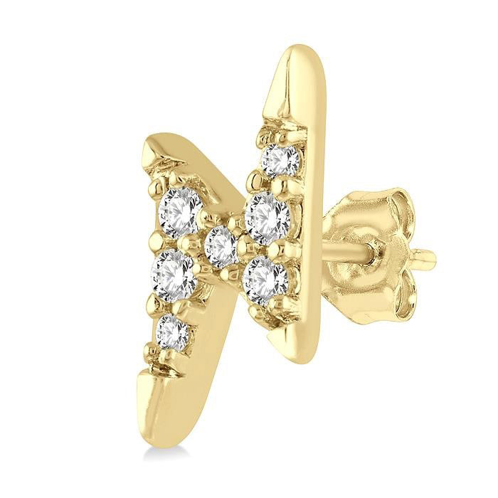 Lightning Bolt Shape Petite Diamond Fashion Earrings