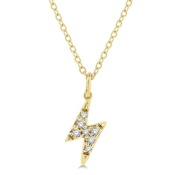 1/10 Ctw Lightning Bolt Round Cut Diamond Petite Fashion Pendant With Chain in 14K Yellow Gold