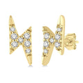1/10 Ctw Lightning Bolt Round Cut Diamond Petite Earrings in 10K Yellow Gold