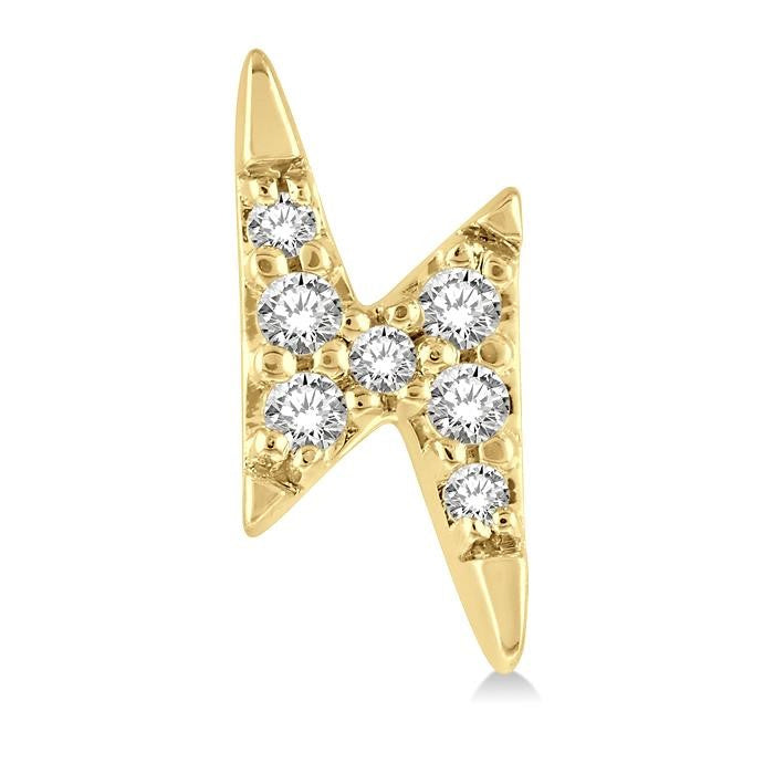 1/10 Ctw Lightning Bolt Round Cut Diamond Petite Earrings in 10K Yellow Gold